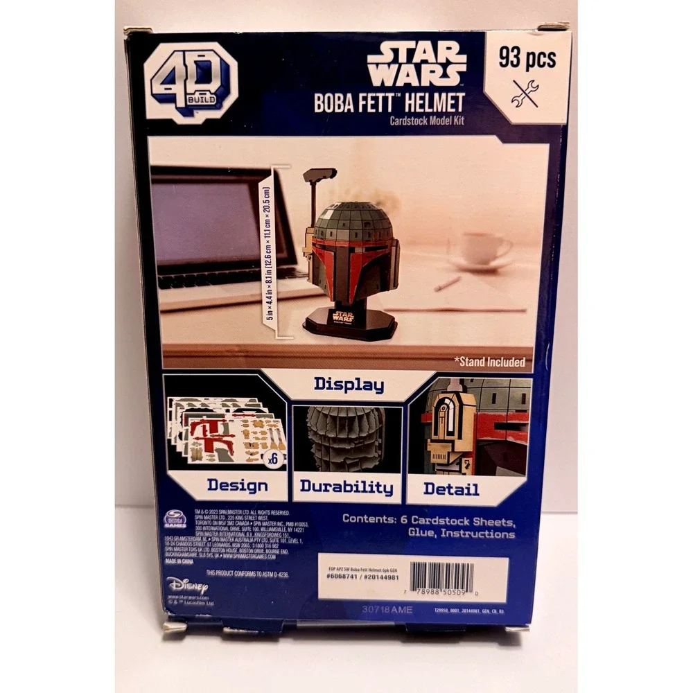 4D Build Star Wars Boba Fett Helmet 3D Model Kit Unisex OS Green NEW